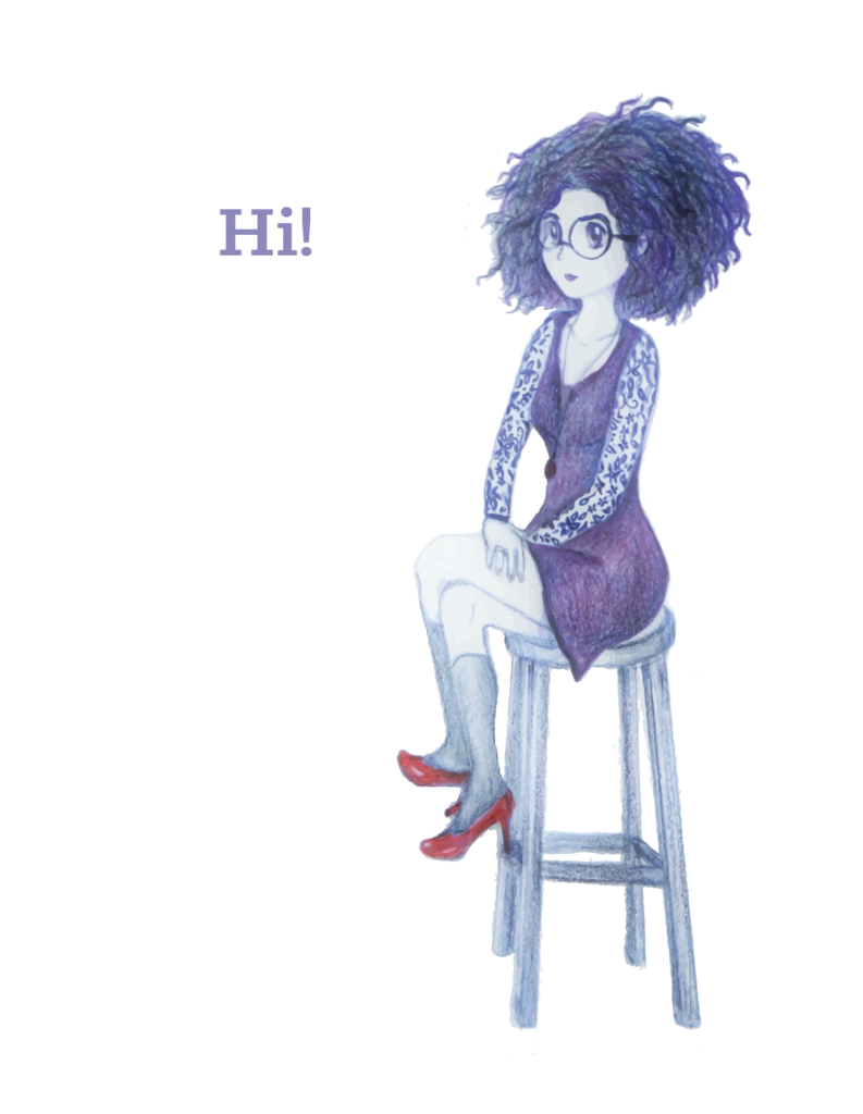 Woman with red high heels sitting on a high chair 